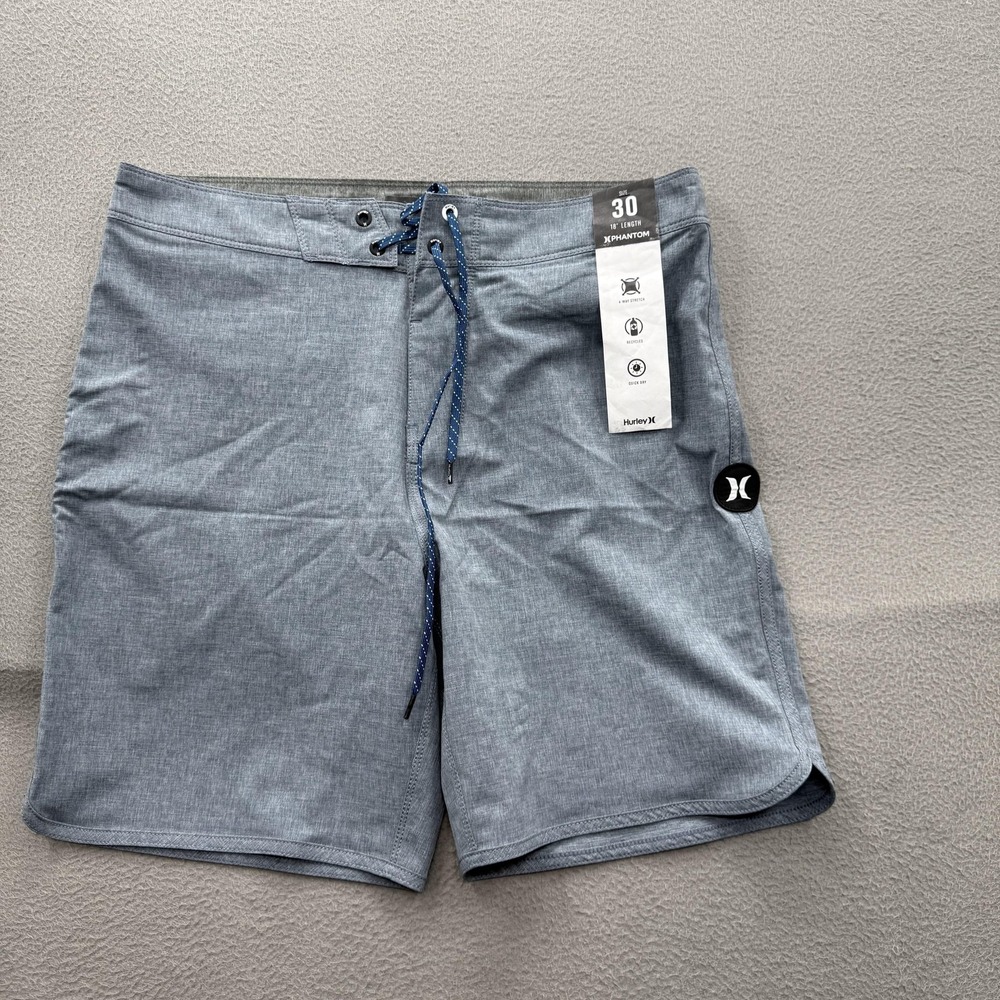 Hurley Board Shorts Mens 30 Blue Solid Phantom Swim Trunks Quick Dry Stretch